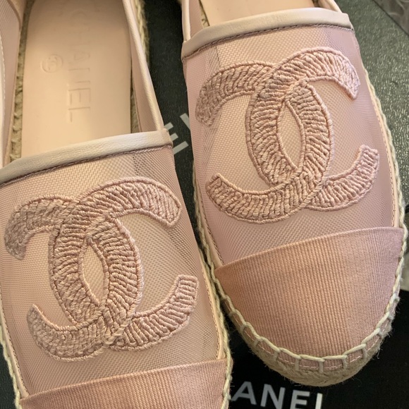 chanel mesh grosgrain espadrilles